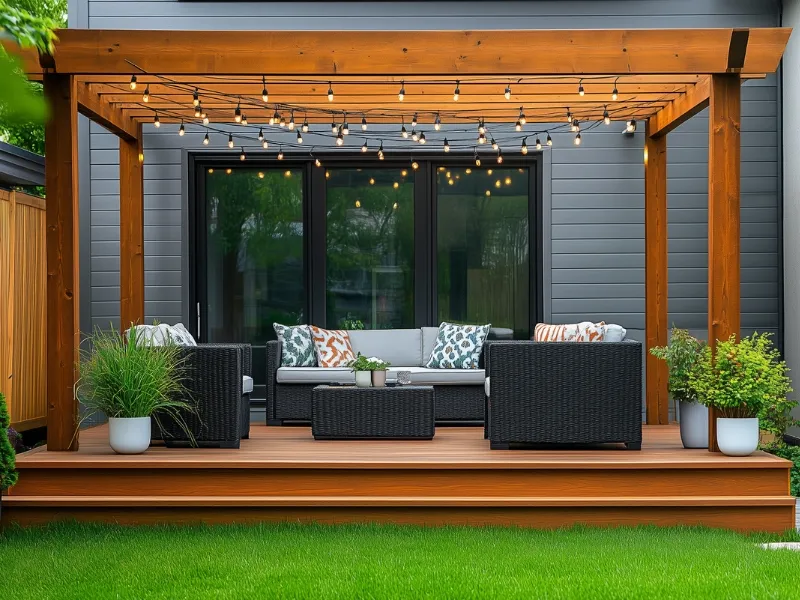 outdoor patio highlighting landscape lighting cost in Raleigh