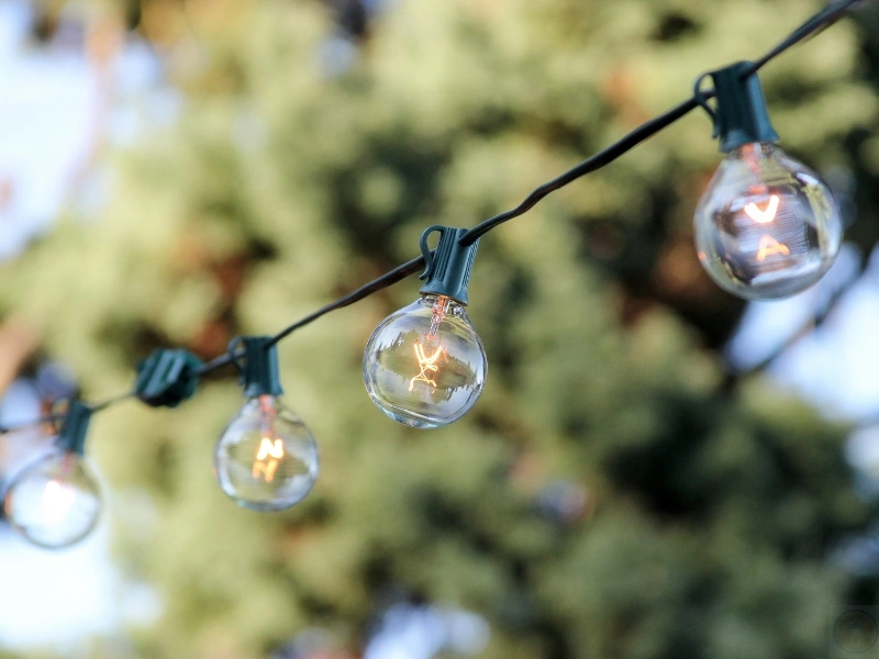 Bistro light bulbs, highlighting bistro light installation in Raleigh, NC.