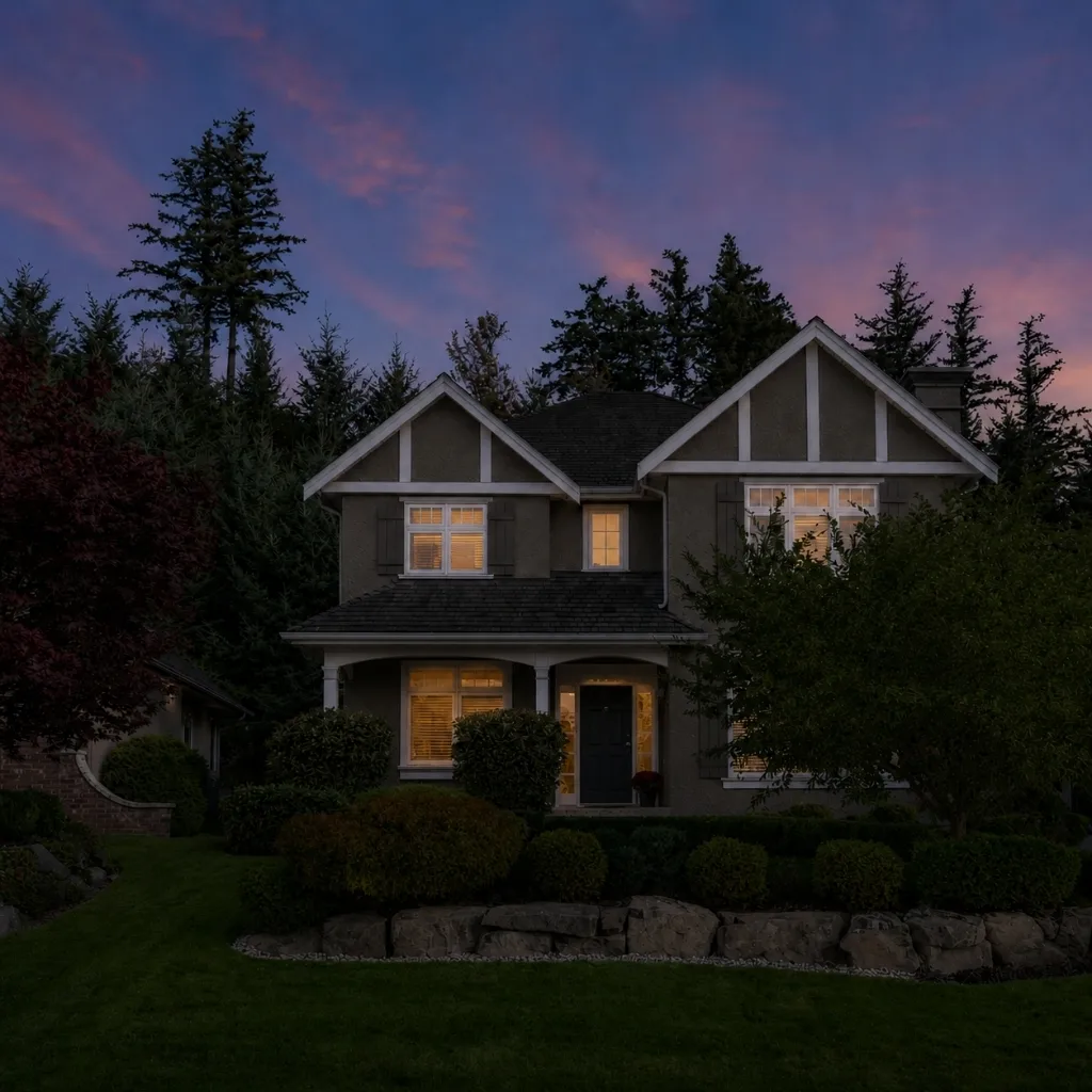 A home a sunset with few lights