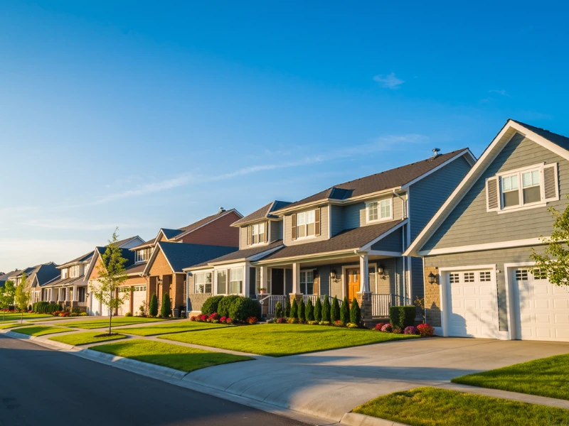 Modest neighborhood family homes. Outdoor lighting installation in Apex, NC.
